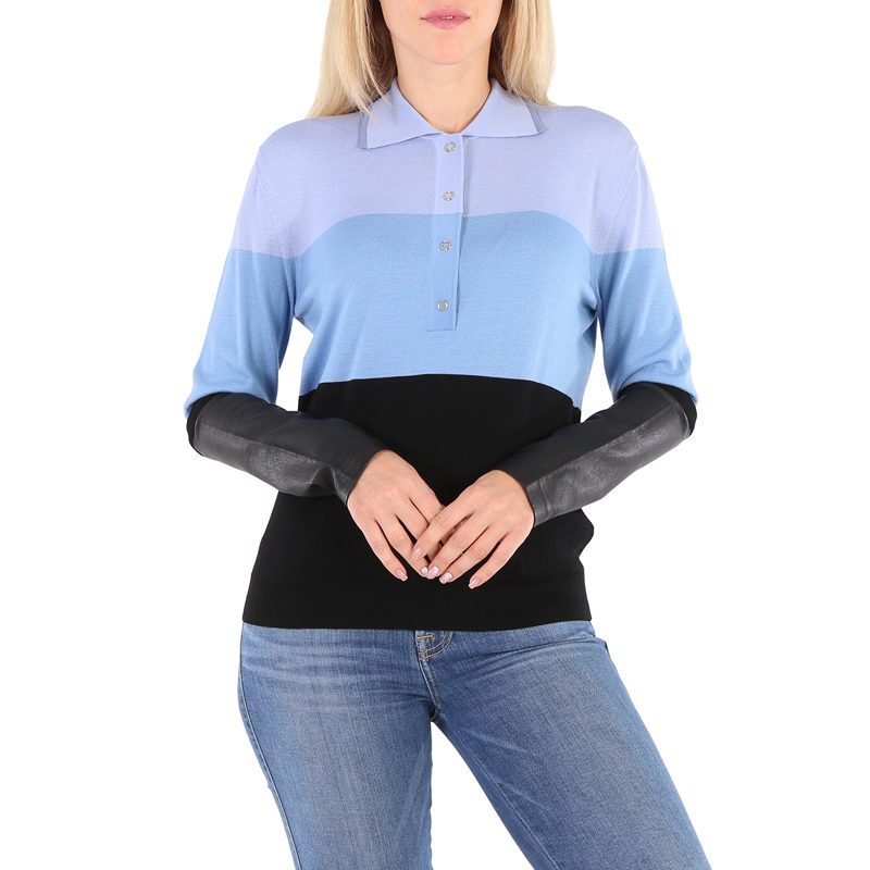 Ladies Blue Long Sleeve Polo Shirt