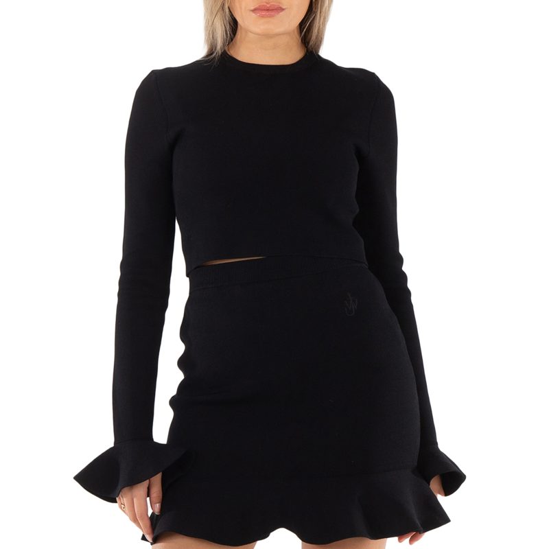 Cropped Ruffled Cuff Top