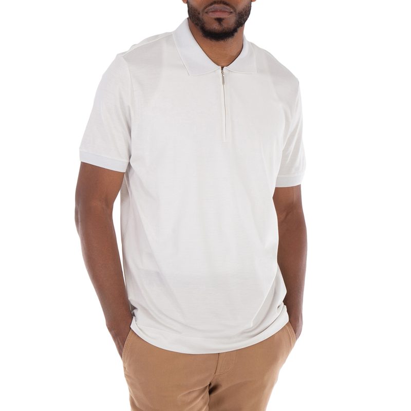 Hugo [보스] Short-Sleeved Zip-Placket Polo Shirt_Natural