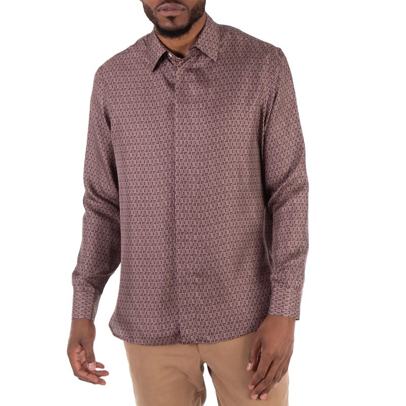 Camicia Classic Micro Logo Print Shirt_Bordeaux