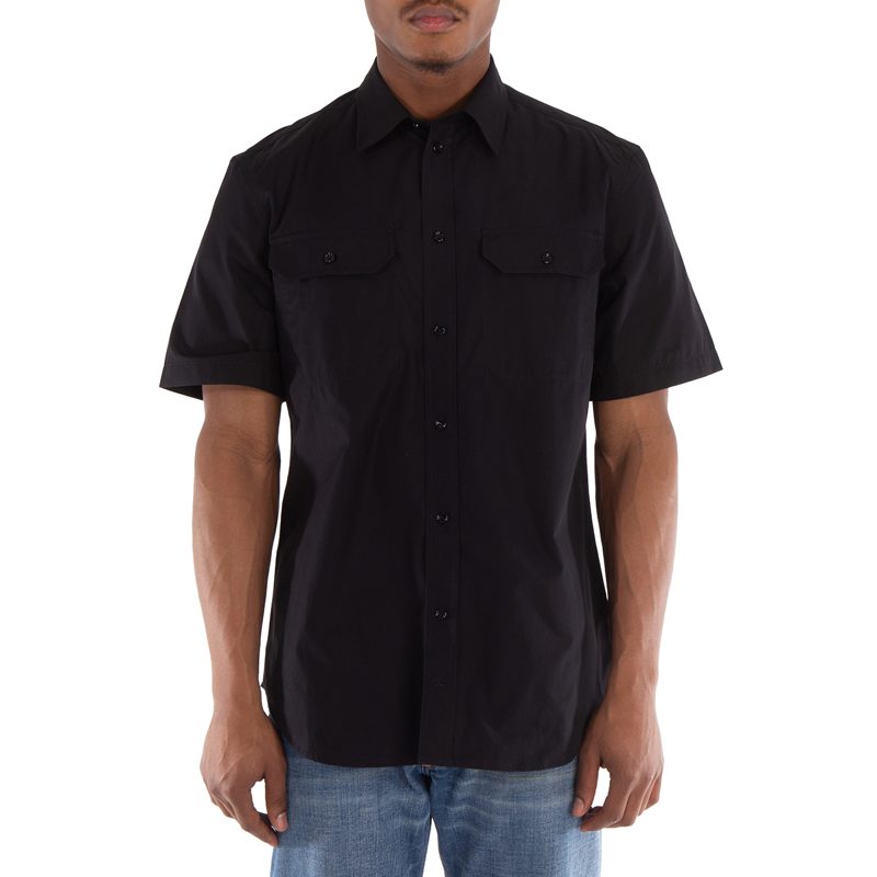 Equestrian Knight Motif Cotton Shirt_Black