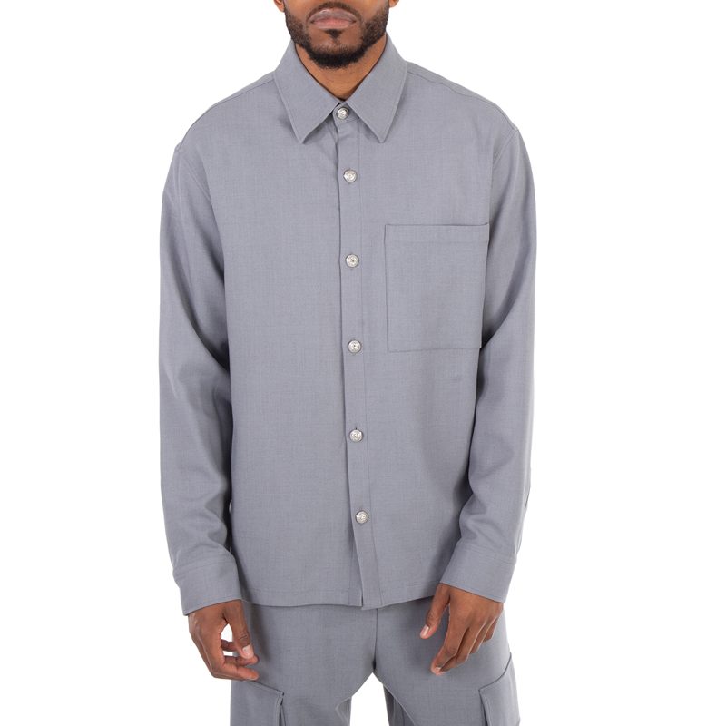 EM[보스]ED-BUTTONS Straight Hem Shirt_Gris Chrome