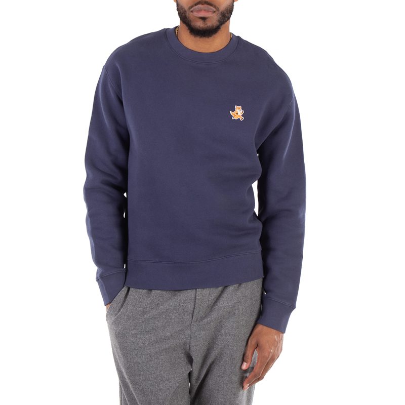 Maison Kitsune Speedy Fox Patch Cotton Sweatshirt_Blue