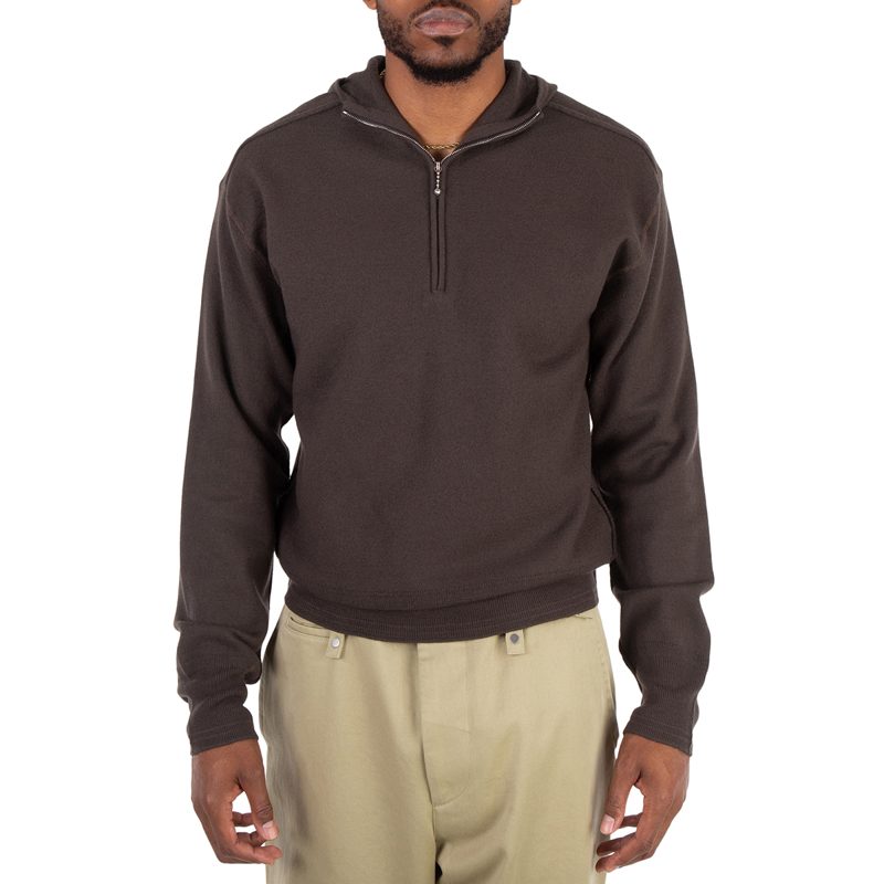 Half-Zip Wool Hooded Sweatshirt
