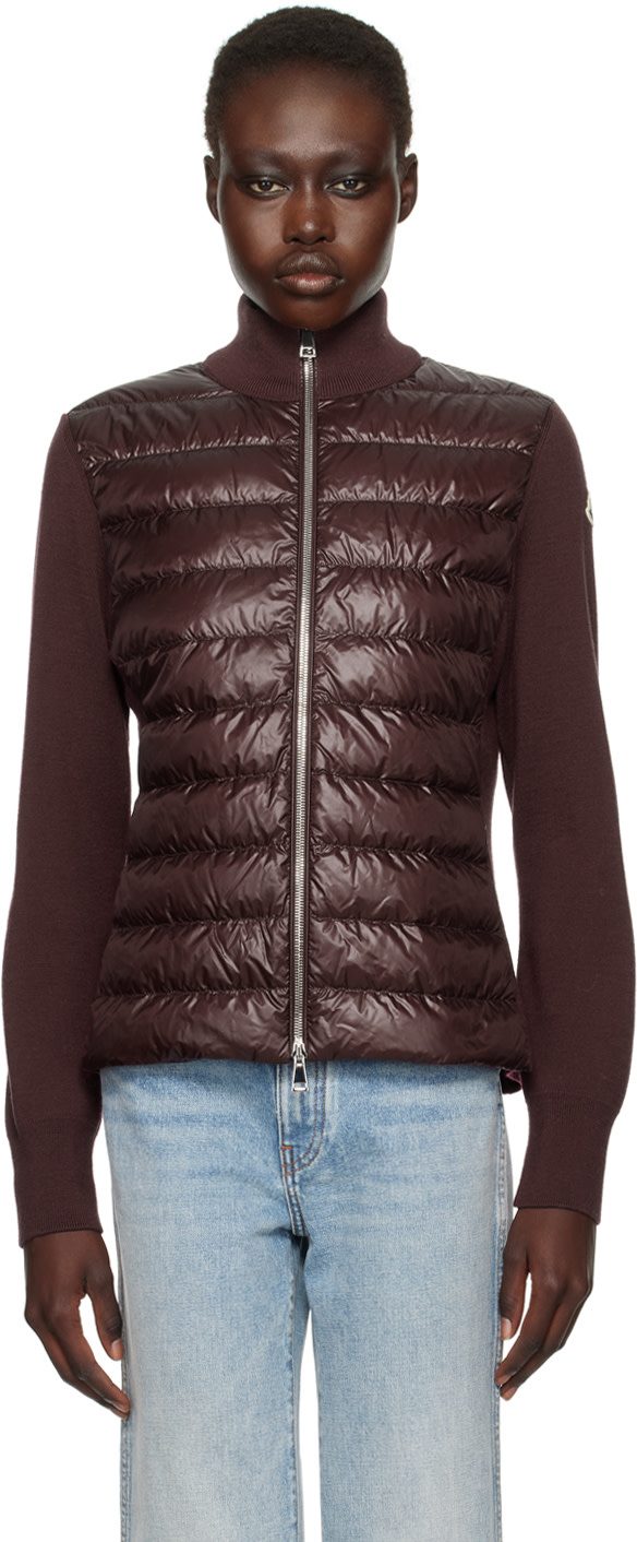 Burgundy Padded Wool Down Jacket 242111F061037