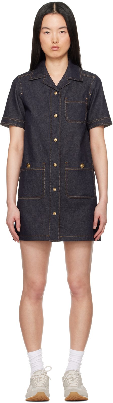 Blue Denim Shirt Minidress 251111F052005