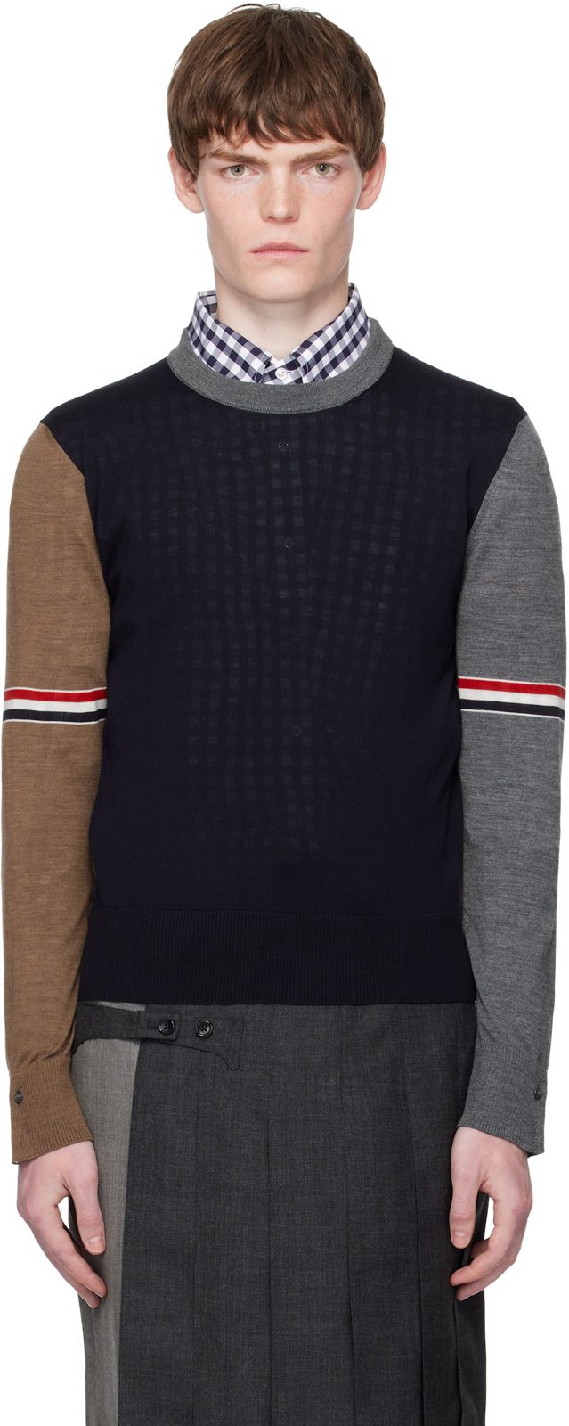 Multicolor Fun Mix Jersey Relaxed Fit Merino Sweater 252381M201004