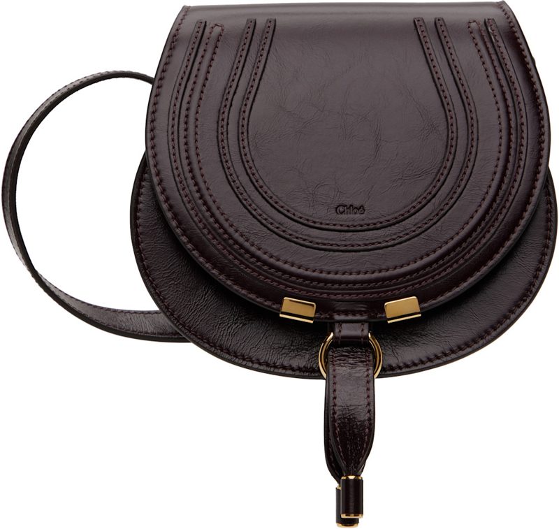 Chloe Burgundy Small Marcie Saddle Bag 251338F048007