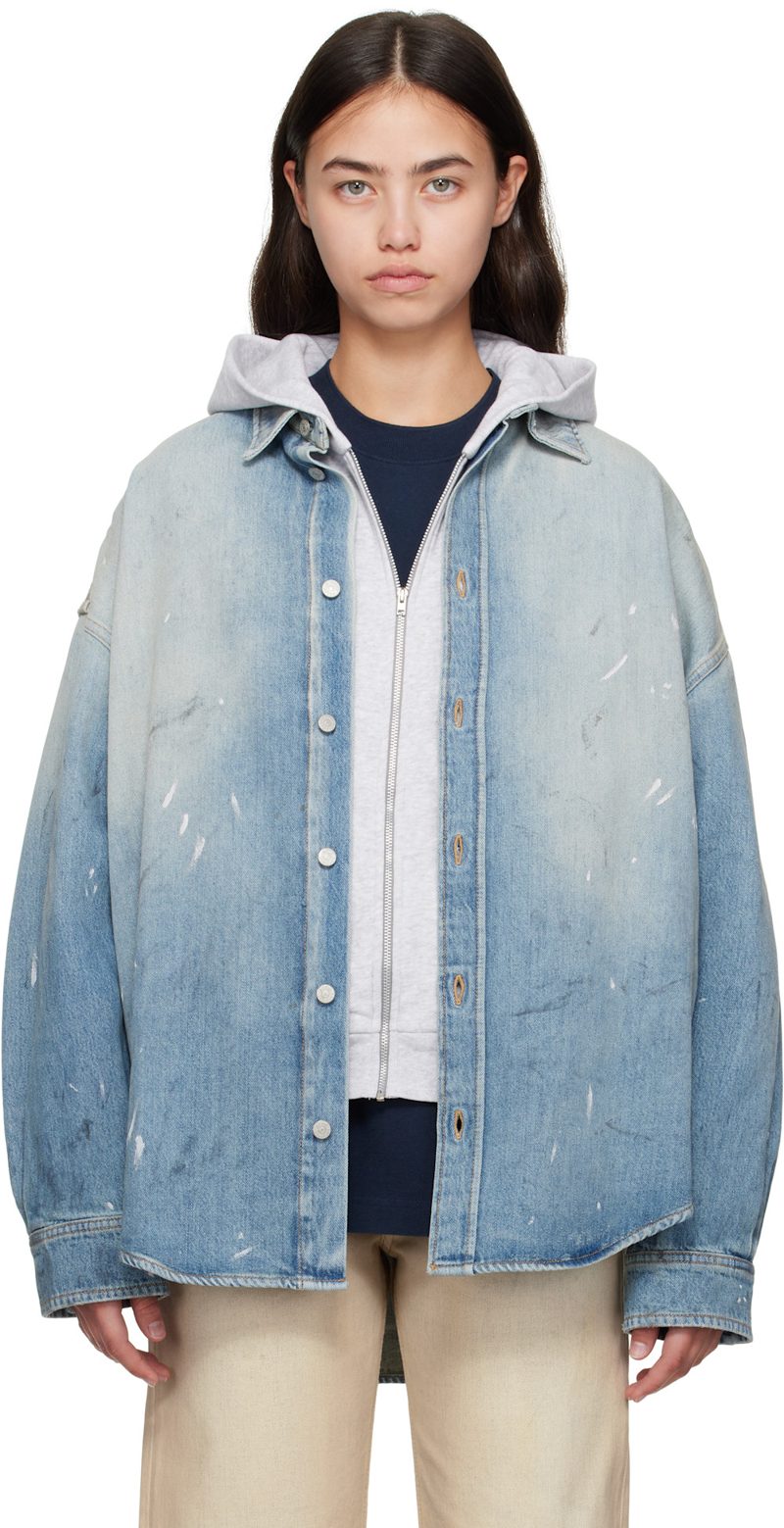 Blue Button-Up Denim Shirt 252129F109003
