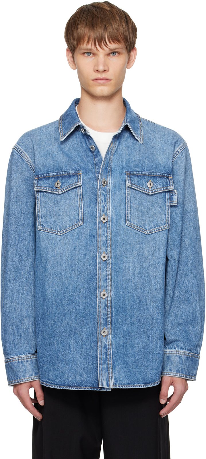 Blue Faded Denim Shirt 252798M192008