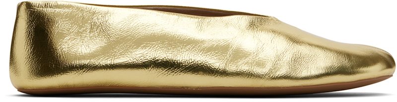 The Row Gold Stella Ballerina Flats 252359F118009