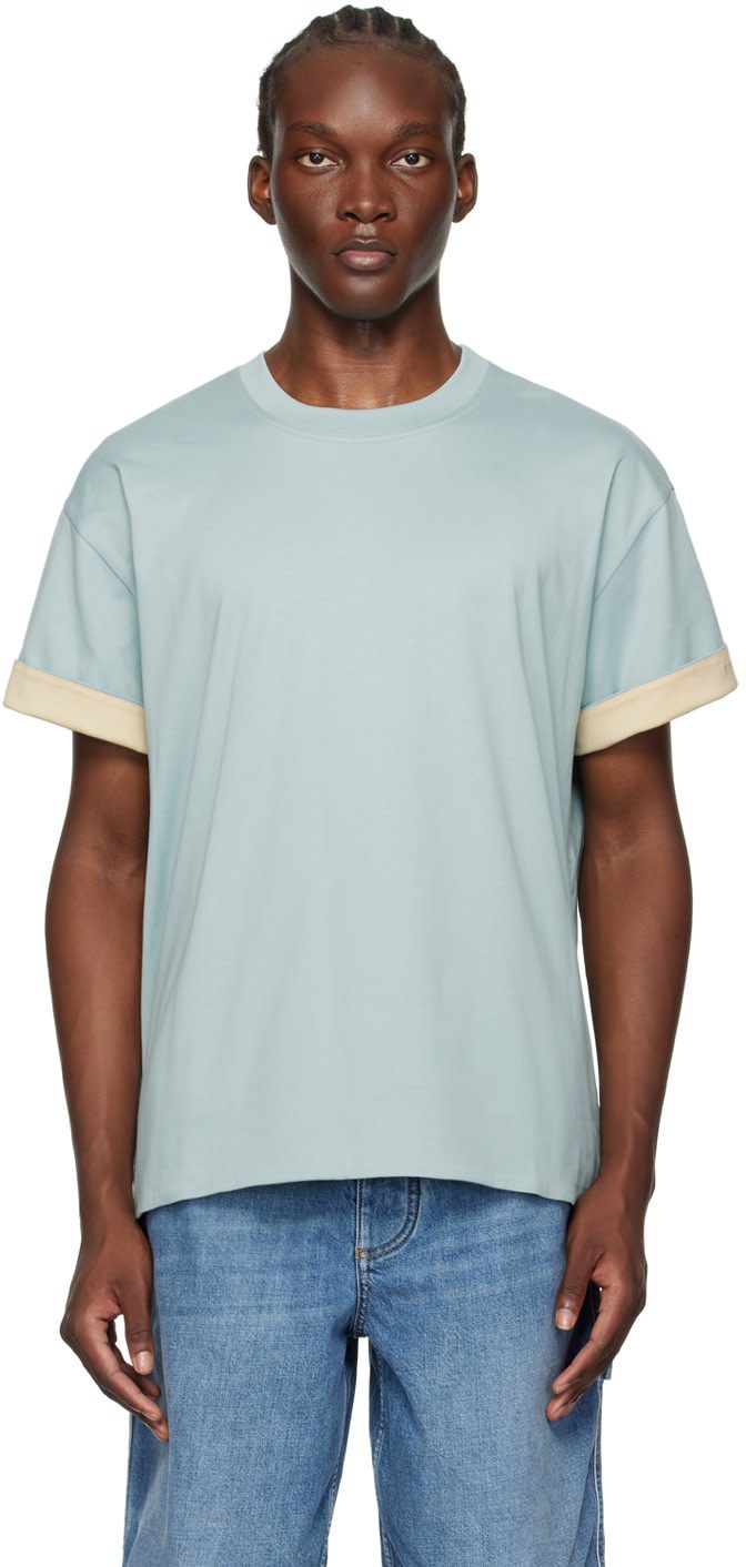 Blue Double Layer T-Shirt 242798M213002