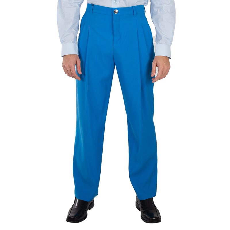 Mens Vivid Blue Wool Tailored Trousers