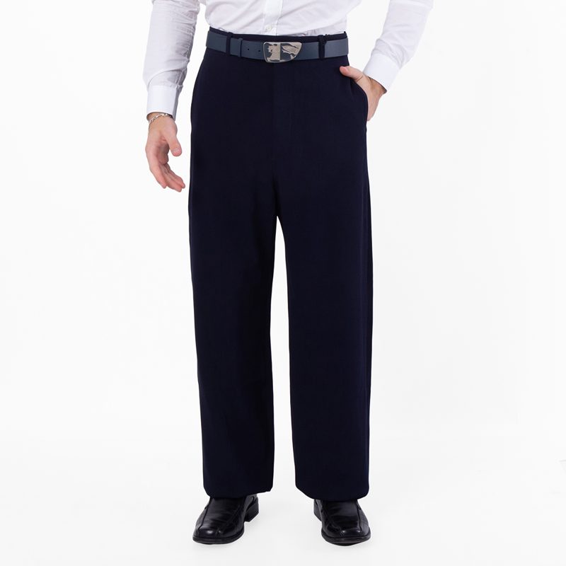 Mens Dark Navy Large-Fit Tailored Trousers