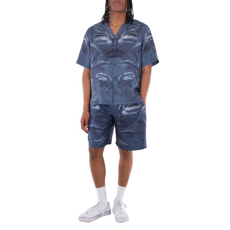 Shark-Print Silk Shorts