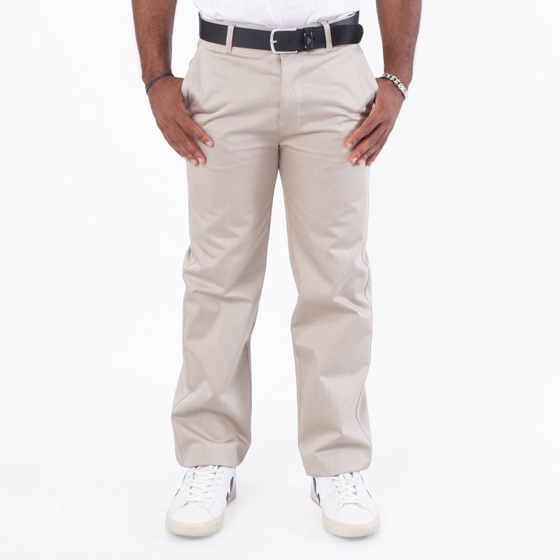 Mens Beige Straight Chino Trousers