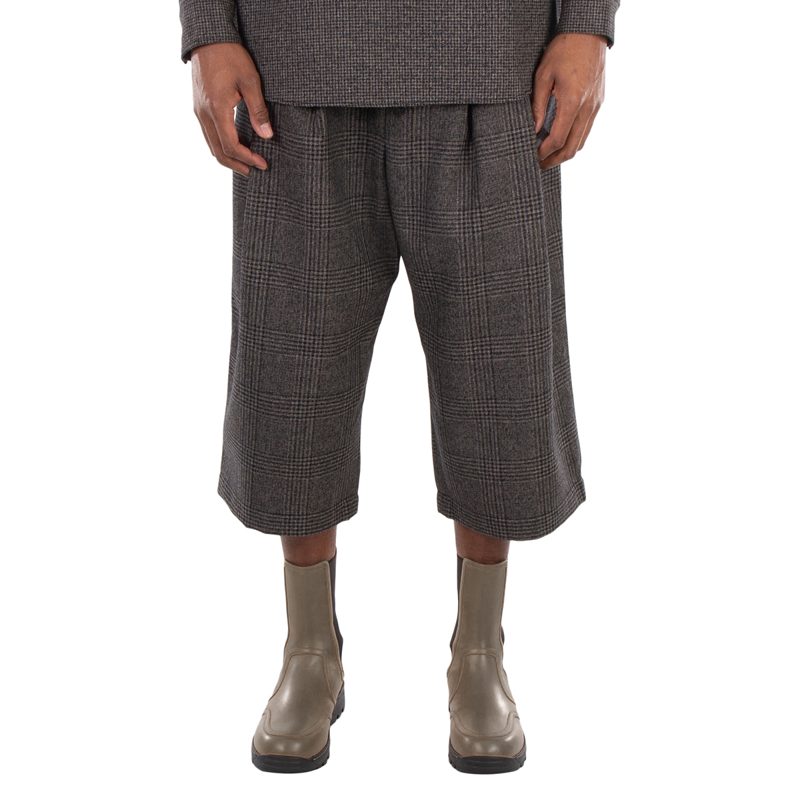 Emporio Armani Checkered Wide-Leg Cropped Trousers