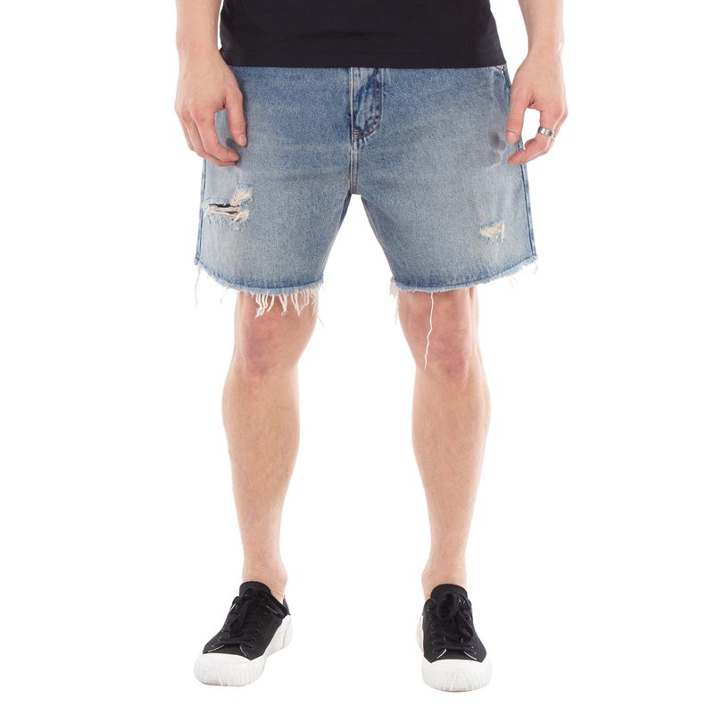 Ripped Cotton Denim Jean Shorts