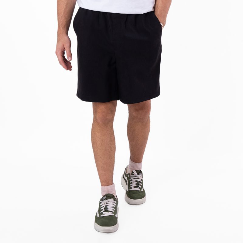 Elasticated Waist Wool Shorts_Black