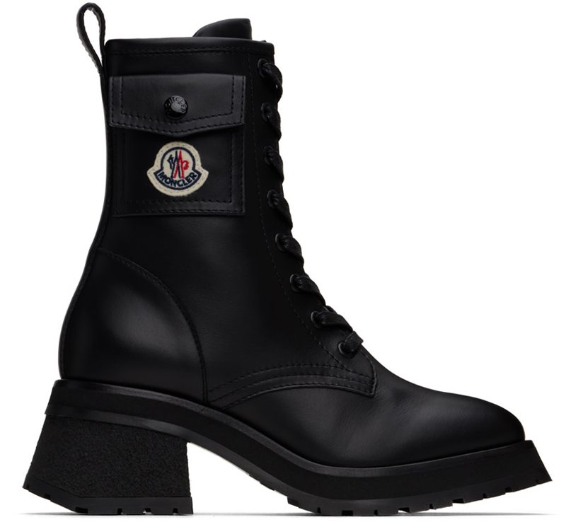 Black Gigi Leather Lace-Up Boots 242111F113005