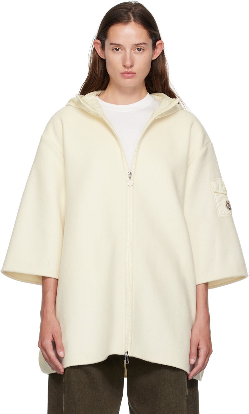 Beige Wool Cape Jacket 252111F097011