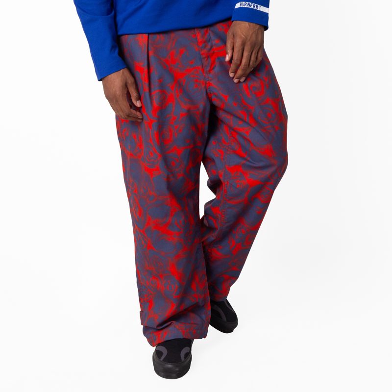 Rose Print Cotton Trousers