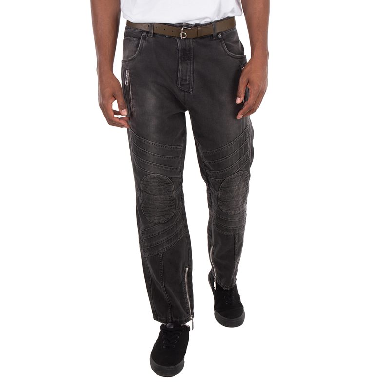Biker Mid-Rise Denim Jeans