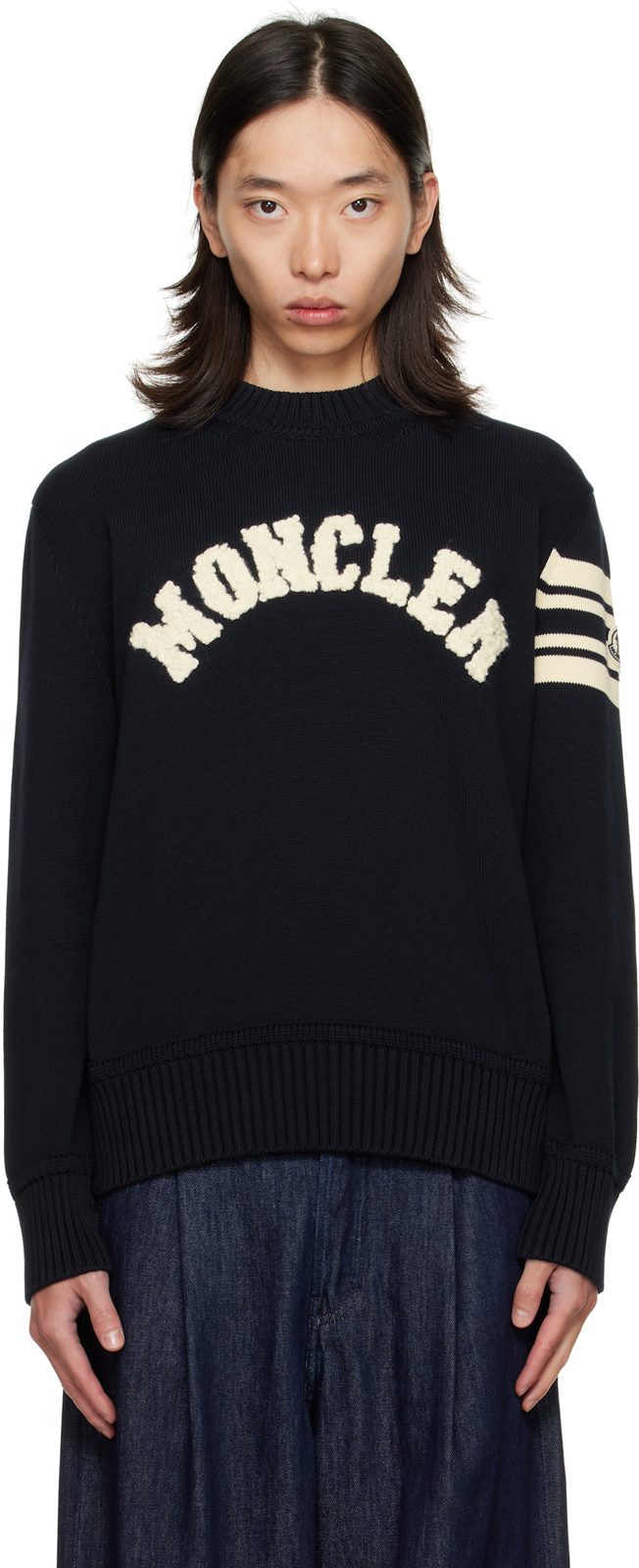 Navy Crewneck Sweater 252111M201003
