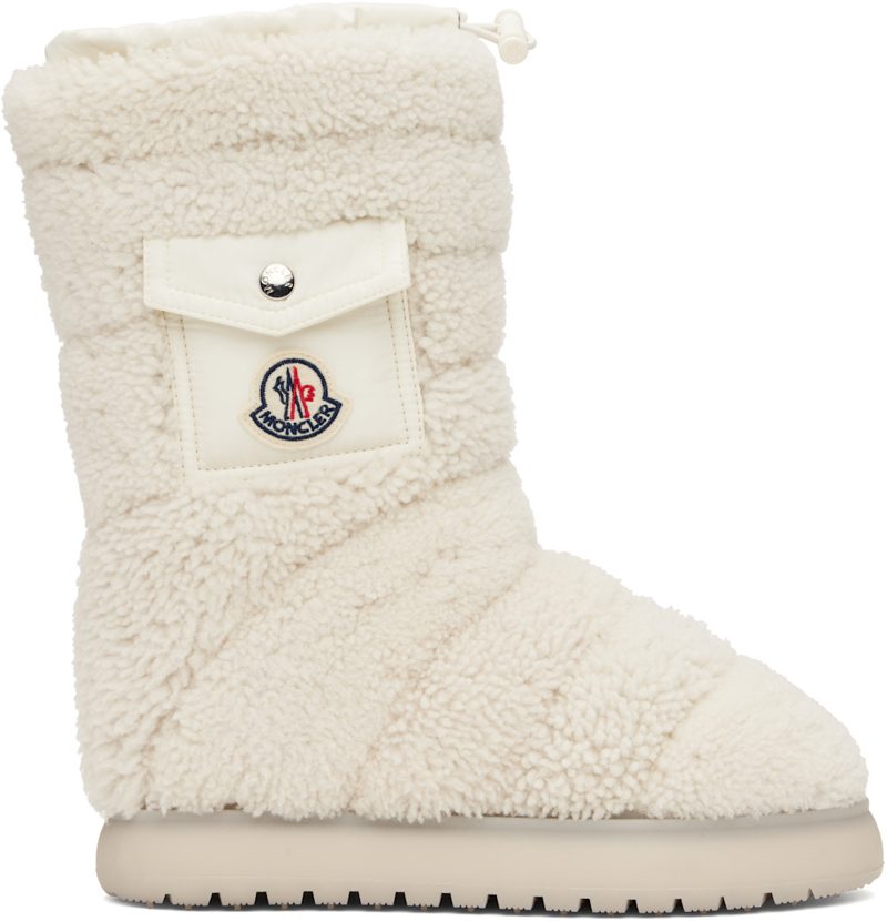 White Gaia Pocket Mid Shearling Boots 242111F114003