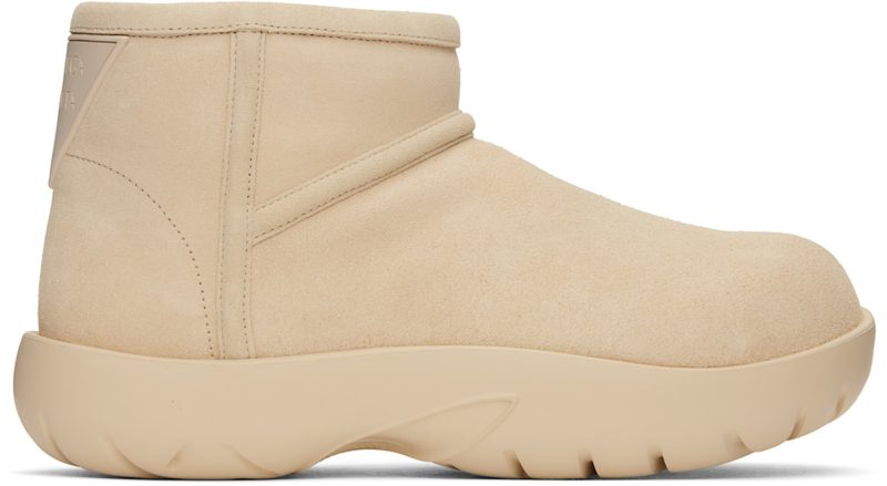 Beige Snap Ankle Boots 242798F113006