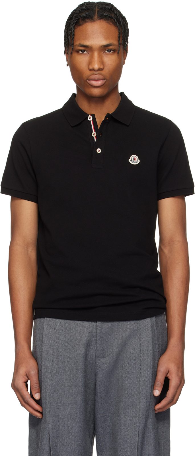 Black Logo Patch Cotton Polo 251111M212031