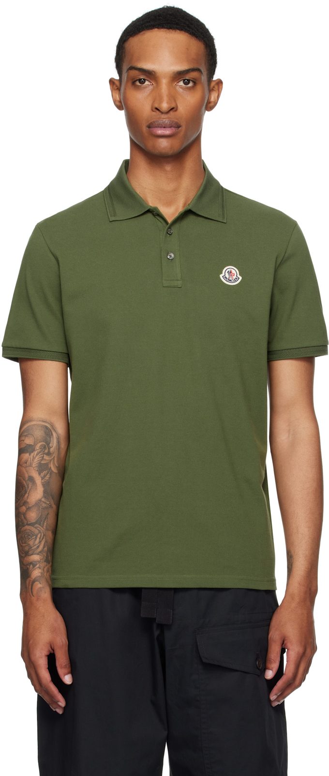 Green Logo Patch Cotton Piquet Polo 252111M212007