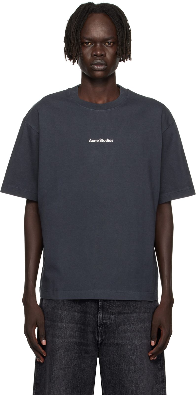 Black Stamp Logo Relaxed Fit T-shirt 252129M213001