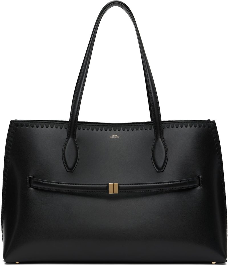 TOTEME Black Embroidered Leather Lounge Tote 252771F049003