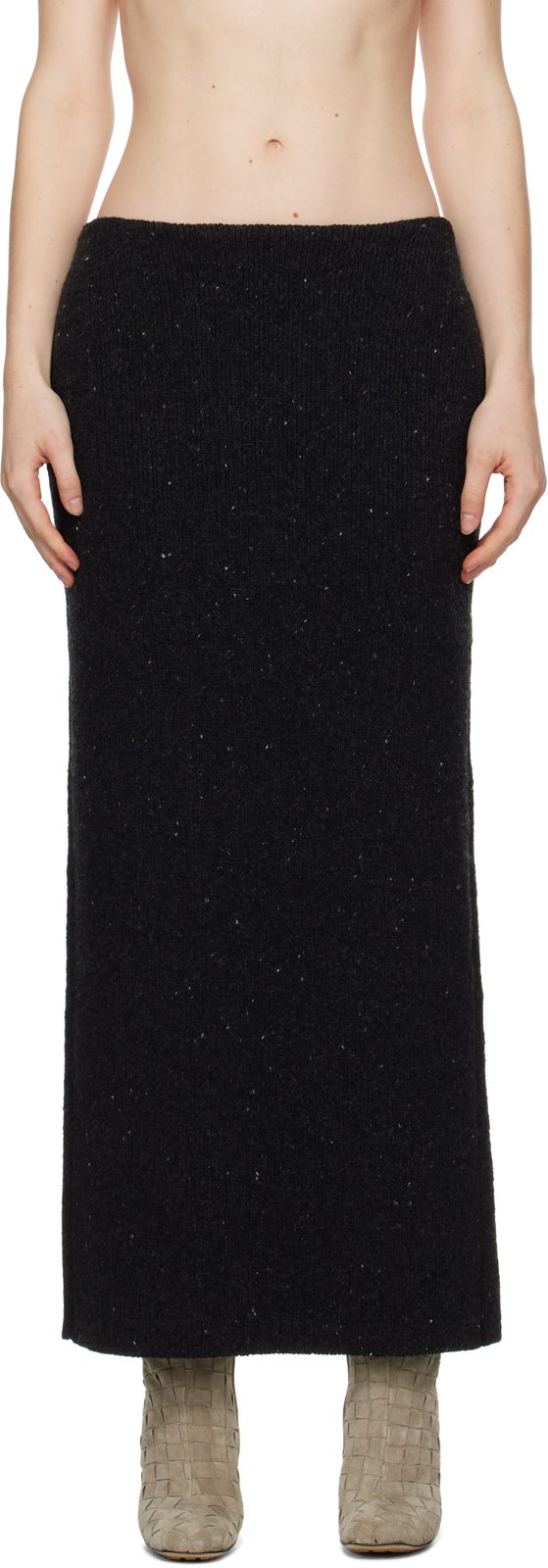 Gray Wool Tailored Maxi Skirt 242798F093000