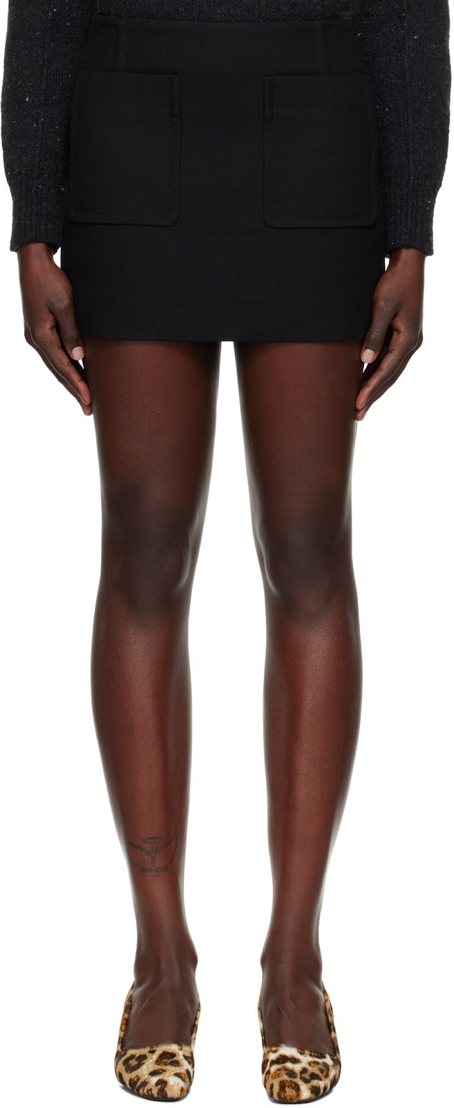 Black Double Cotton Miniskirt 251798F090001