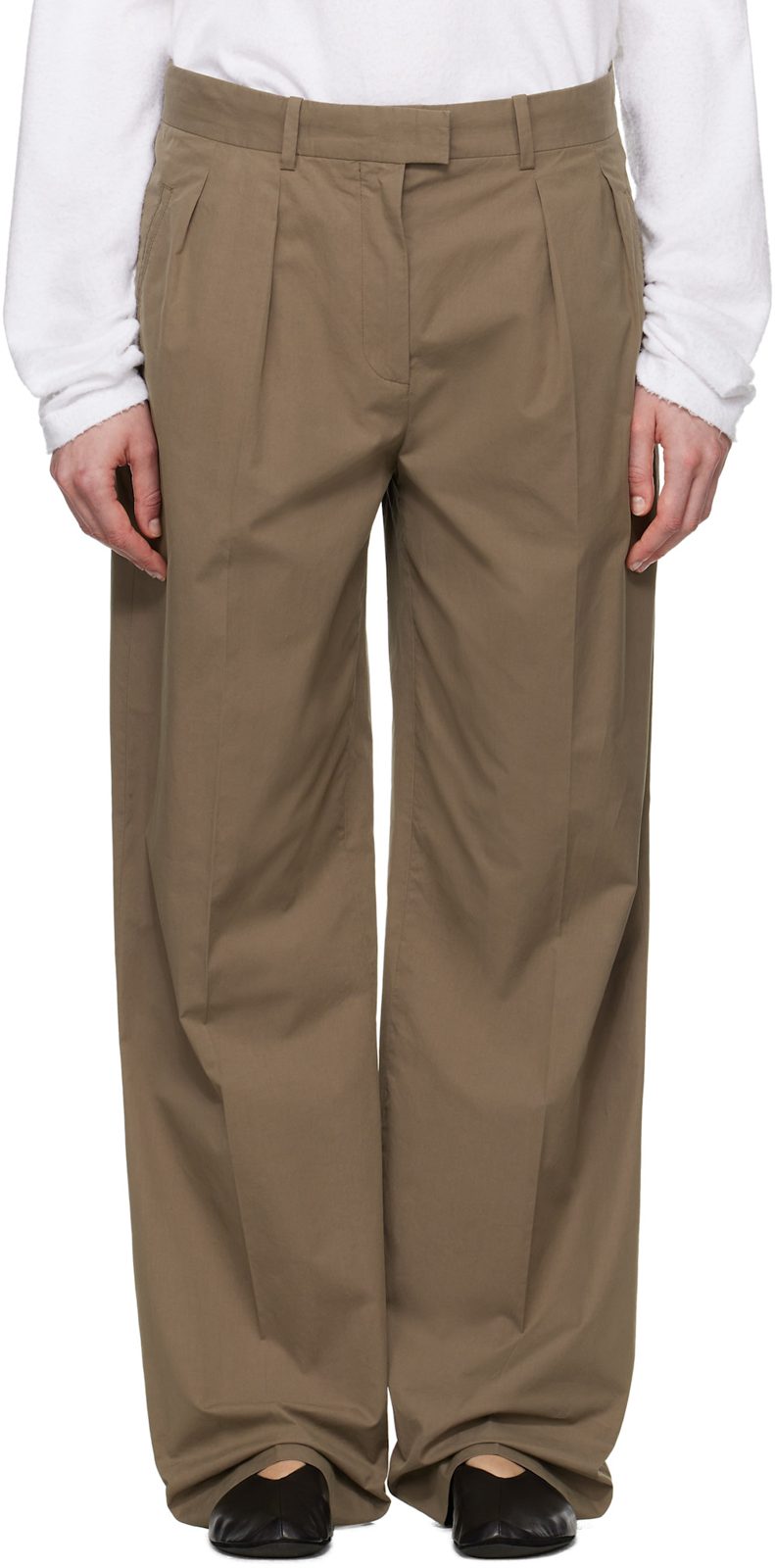 The Row Taupe Alfidis Trousers 252359F087012