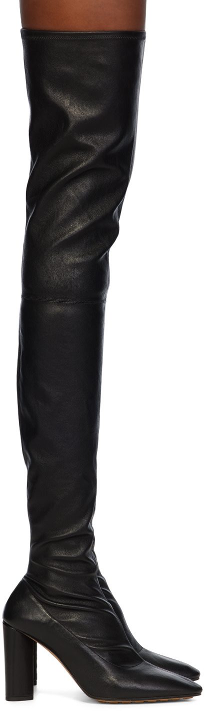 Black Tripod Over-The-Knee Boots 241798F116001