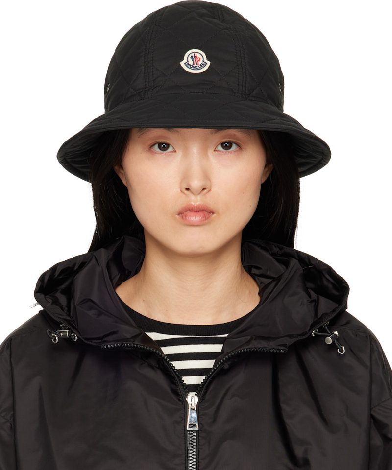Black Quilted Bucket Hat 251111F015001