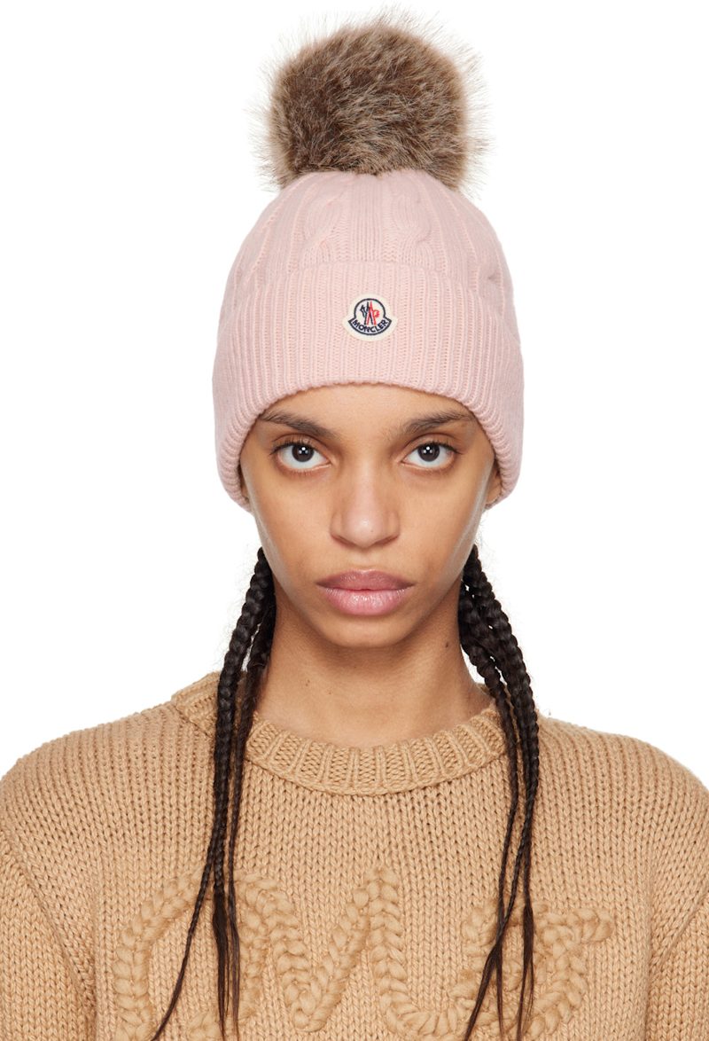 Pink Wool & Cashmere Pom Beanie 251111F014005