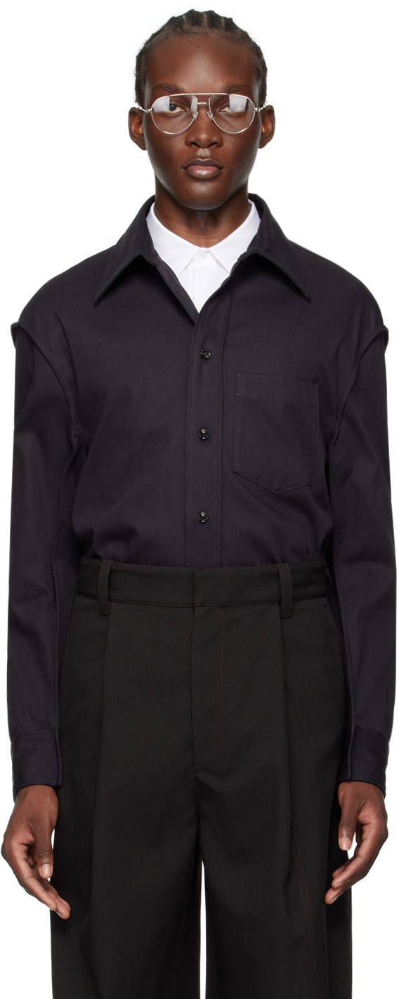 Navy Button-Up Shirt 242798M192009