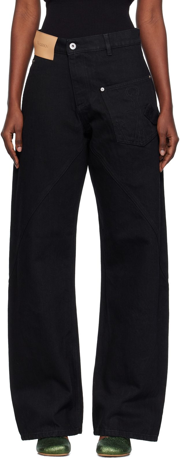 Black Twisted Workwear Jeans 252477F069004