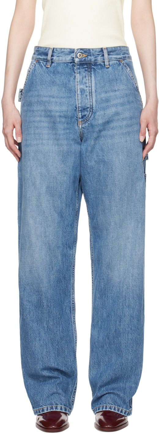 Blue Vintage Indigo Cargo Denim Jeans 242798F069000