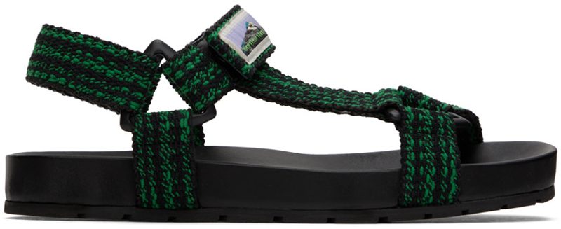 Black & Green Trip Sandals 242798M234001
