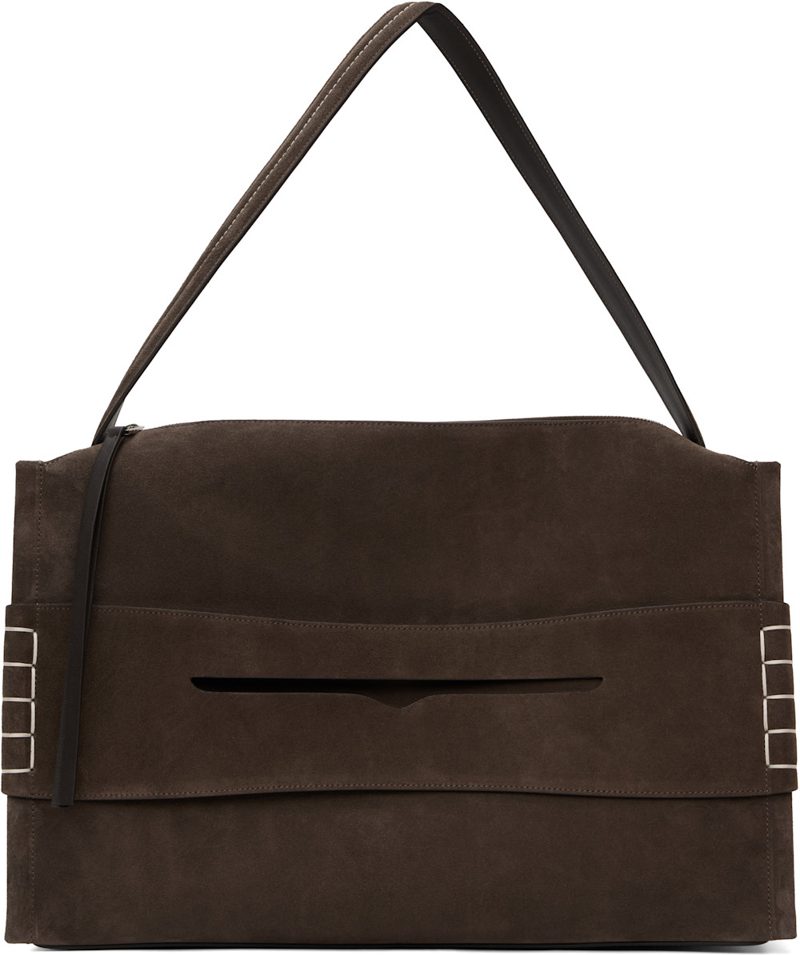 Brown Large Loafer Suede Bag 251477F046003
