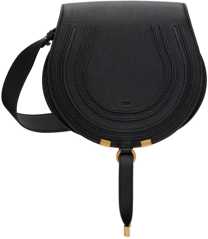Chloe Black Medium Marcie Saddle Bag 242338F048010
