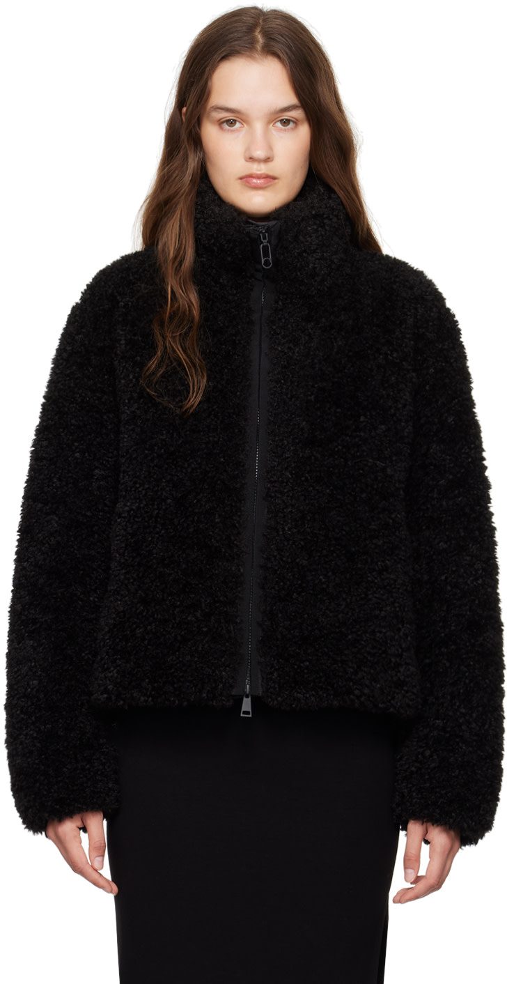 Black Bridoire Faux-Shearling Down Jacket 242111F061093