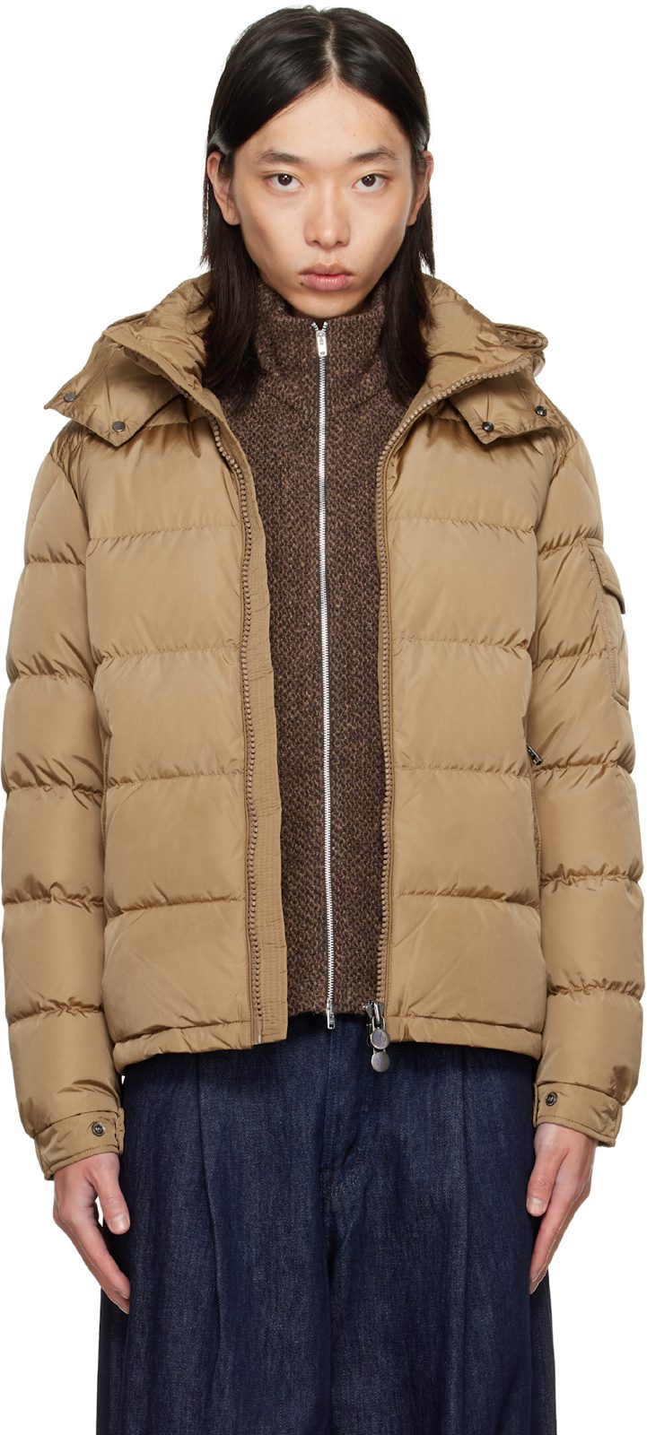 Brown Maya Short Down Jacket 252111M178044