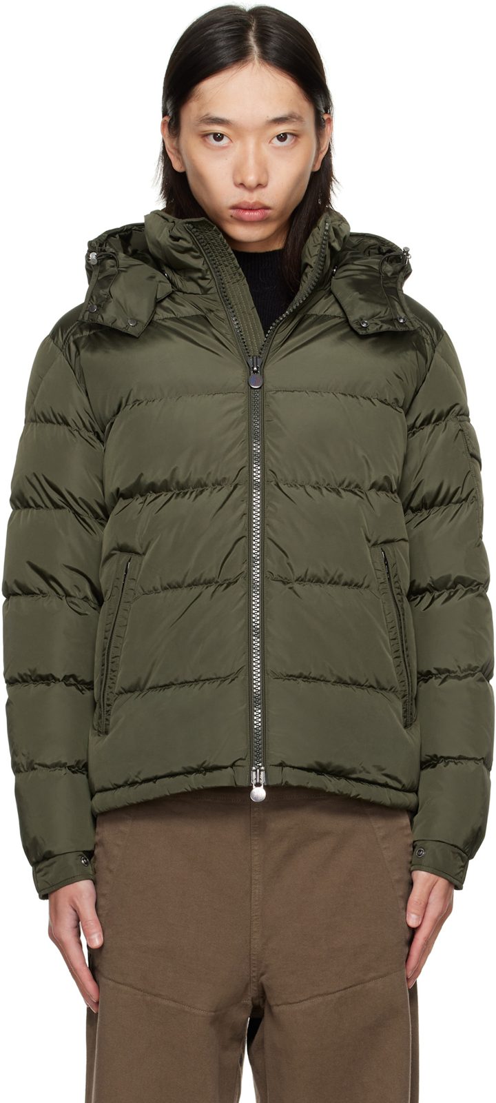Khaki Maya Matte Short Down Jacket 252111M178042