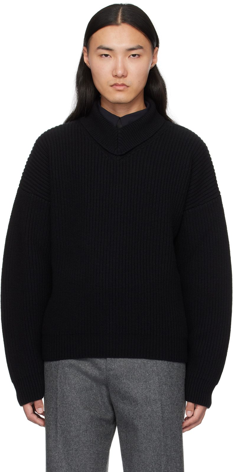Black Wool & Cashmere Rib Turtleneck 251798M205001